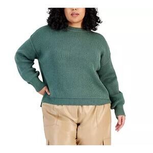 And Now This Women's Trendy Plus Size Seam Sweater in Meadowland Green 1X $45